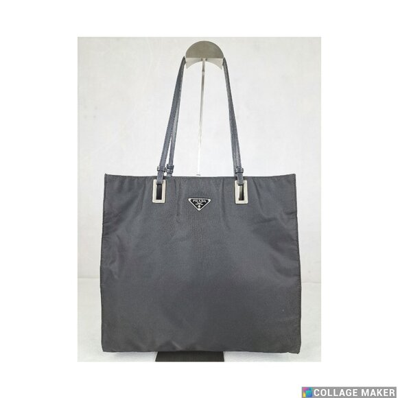 Authentic PRADA Vintage Nylon Tessuto Leather Shoulder Tote Hand Bag Black - Picture 1 of 14